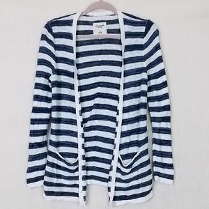 Abercrombie Kids Long Line‎ Cardigan Sweater Size XL 15-16 Blue White Stripe